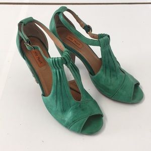 Miz Mooz Sea Green Vintage-Inspired strappy heel